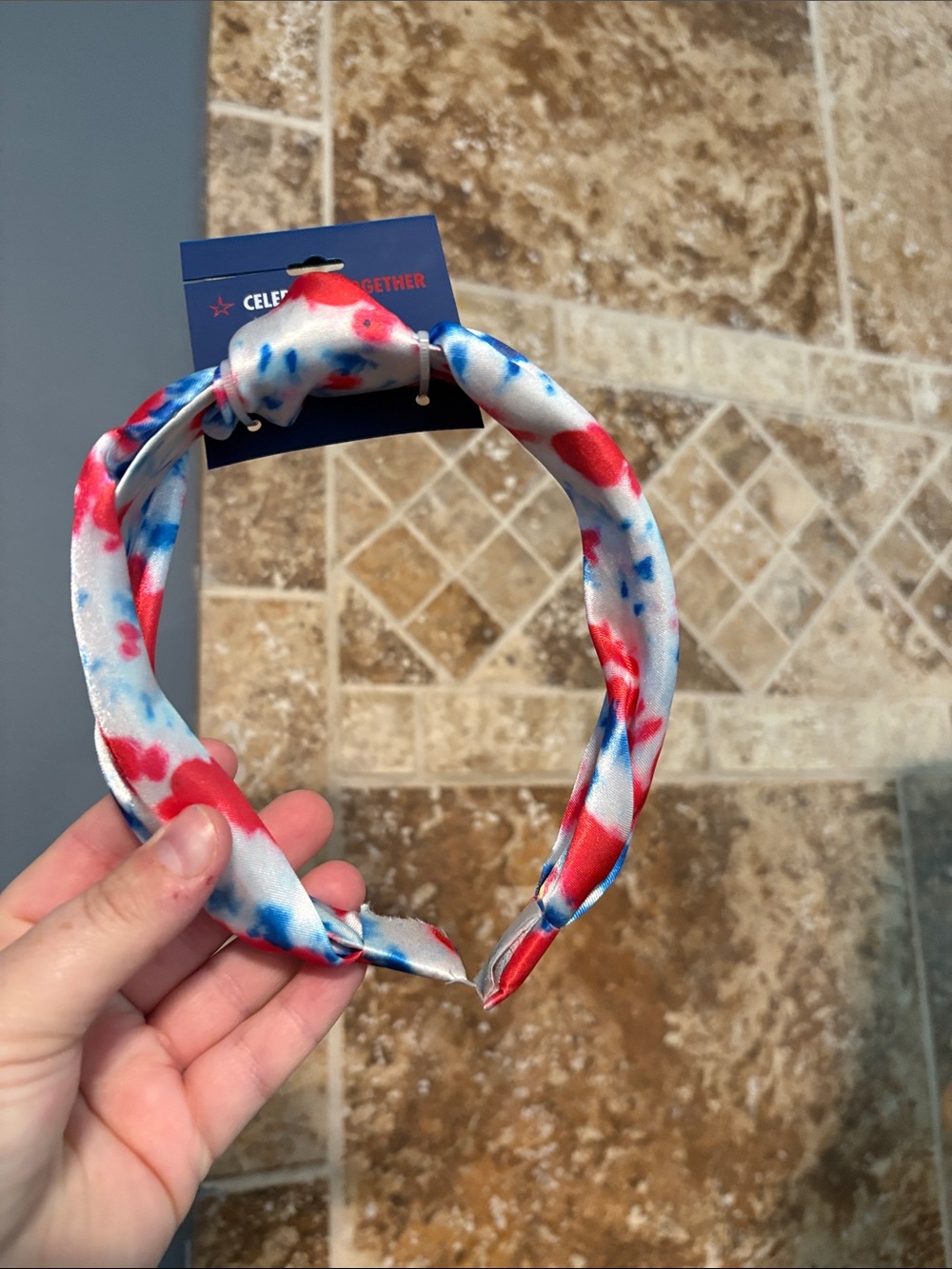 Patriotic Red, White & Blue Tie-Dye Knotted Headband